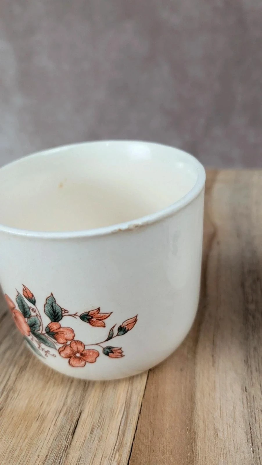 Lote de 3 tazas antiguas de cerámica con decoración floral – photo 3